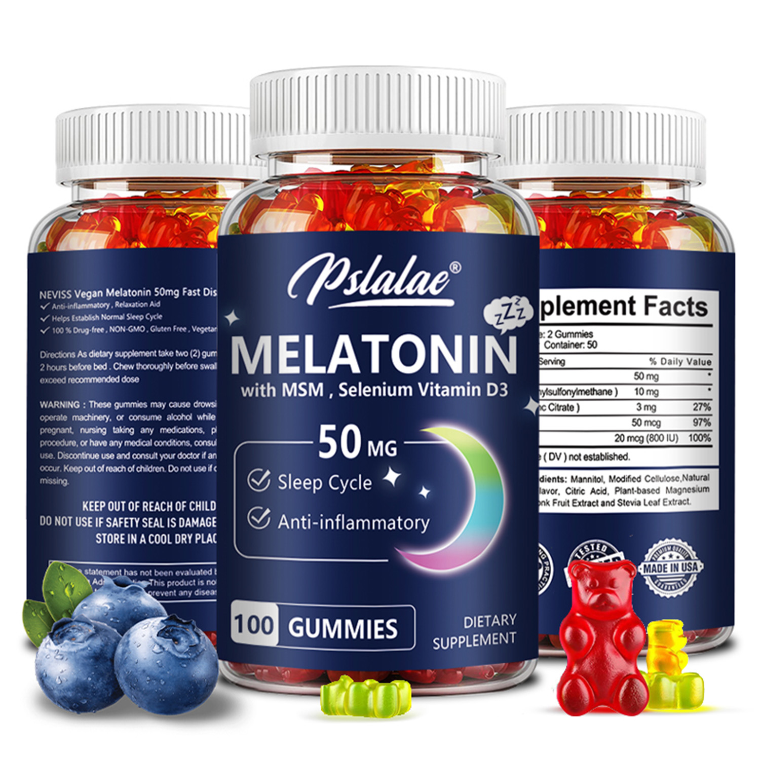 Melatonin Sleep Gummy - Melatonin Gummies 50mg - Dukungan Tidur,