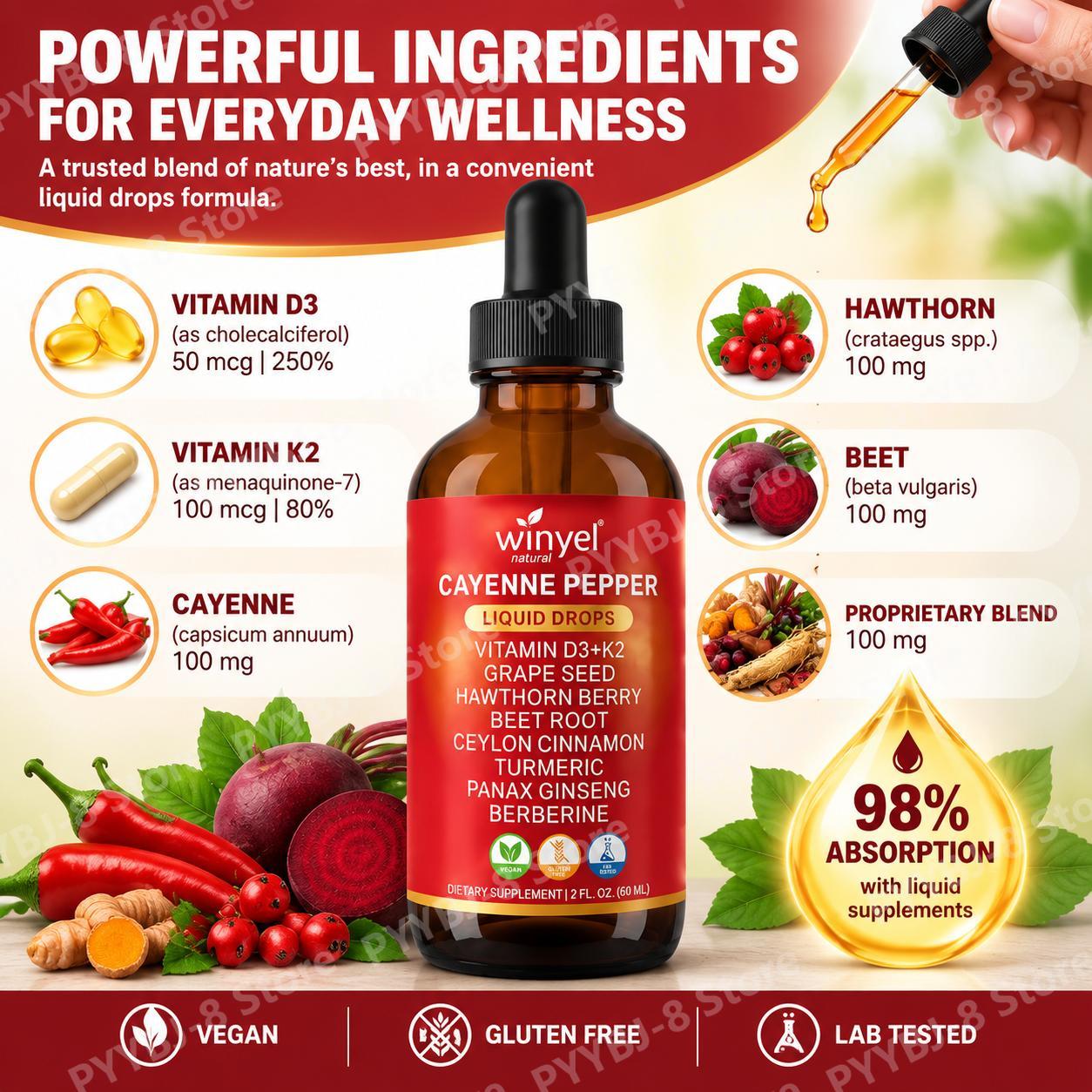 Ekstrak Lendir Cabai Cayenne,  - Vitamin D3 K2 Drop ulasan dan harga
