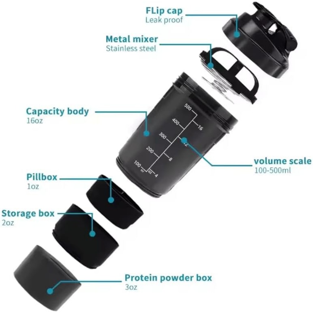 Botol pengocok Protein 3 tingk - Protein Shaker Bottle ulasan dan harga